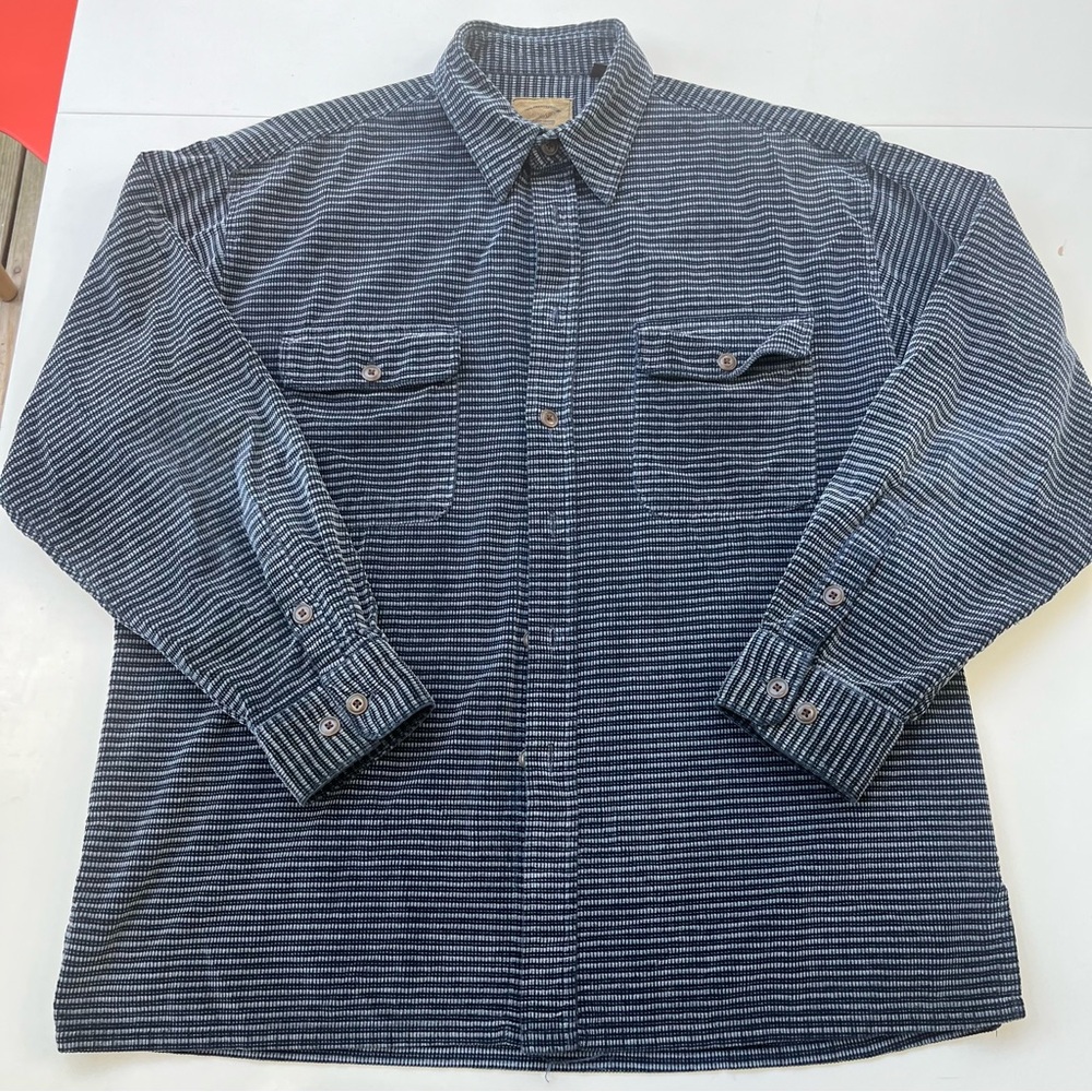 Velour Striped Button Down Shirt - Men’s Large